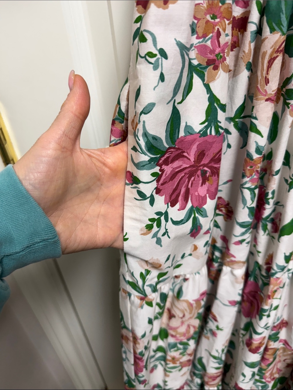 Anthropologie Floral Maxi Dress in Cream and Pink - Picture 6 of 9